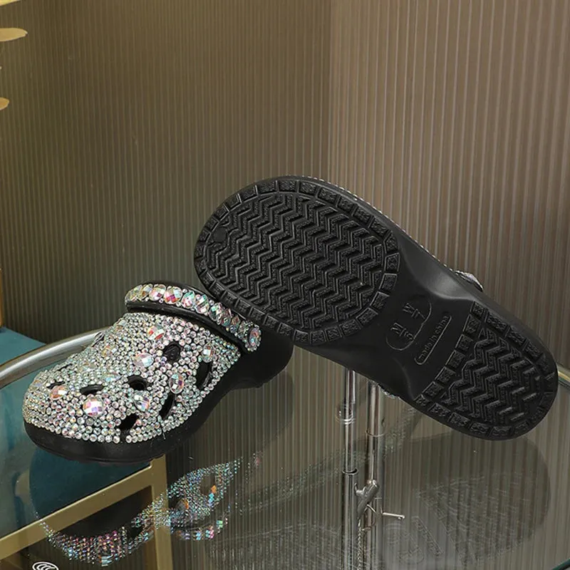 Rhinestone Beach Slides - Stylish Rhinestone Slippers for the Summer Season