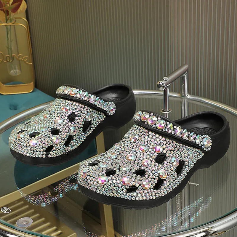 Rhinestone Beach Slides - Stylish Rhinestone Slippers for the Summer Season