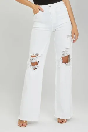 Risen High Rise Distressed Wide Leg Dad Jeans