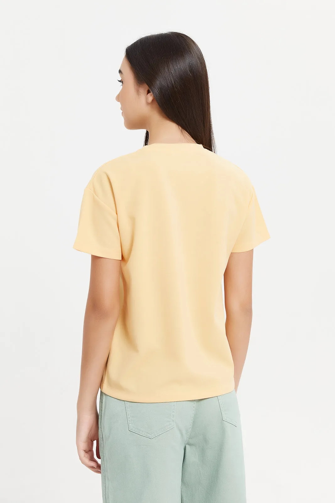 Senior Girls Yellow Sequins T-Shirt