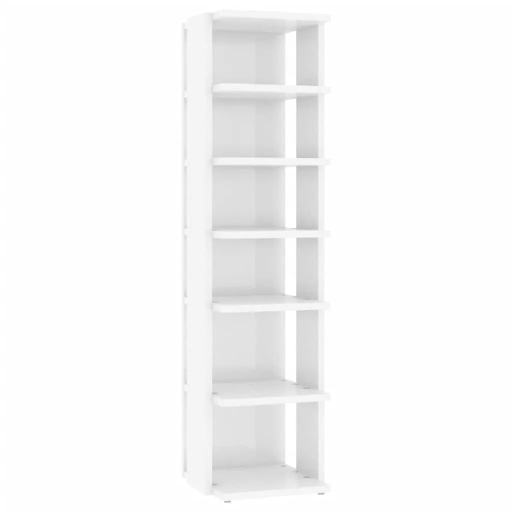 Shoe Cabinet High Gloss White 25x27x102 cm Chipboard