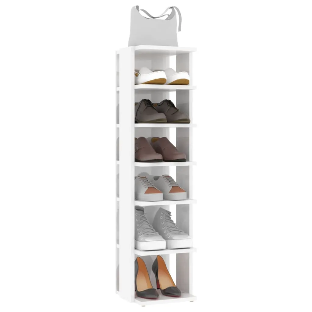 Shoe Cabinet High Gloss White 25x27x102 cm Chipboard