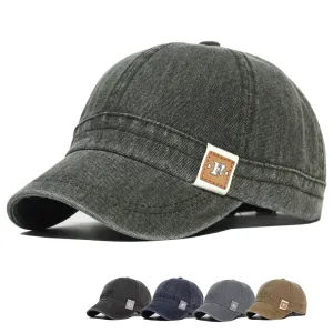 Short Brim Washed Cotton Baseball Cap Women Soft Vintage Dad Hat