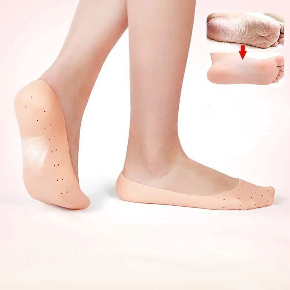 Silicone Gel Moisturizing Sock Prevent Foot Heel Crack Shoes