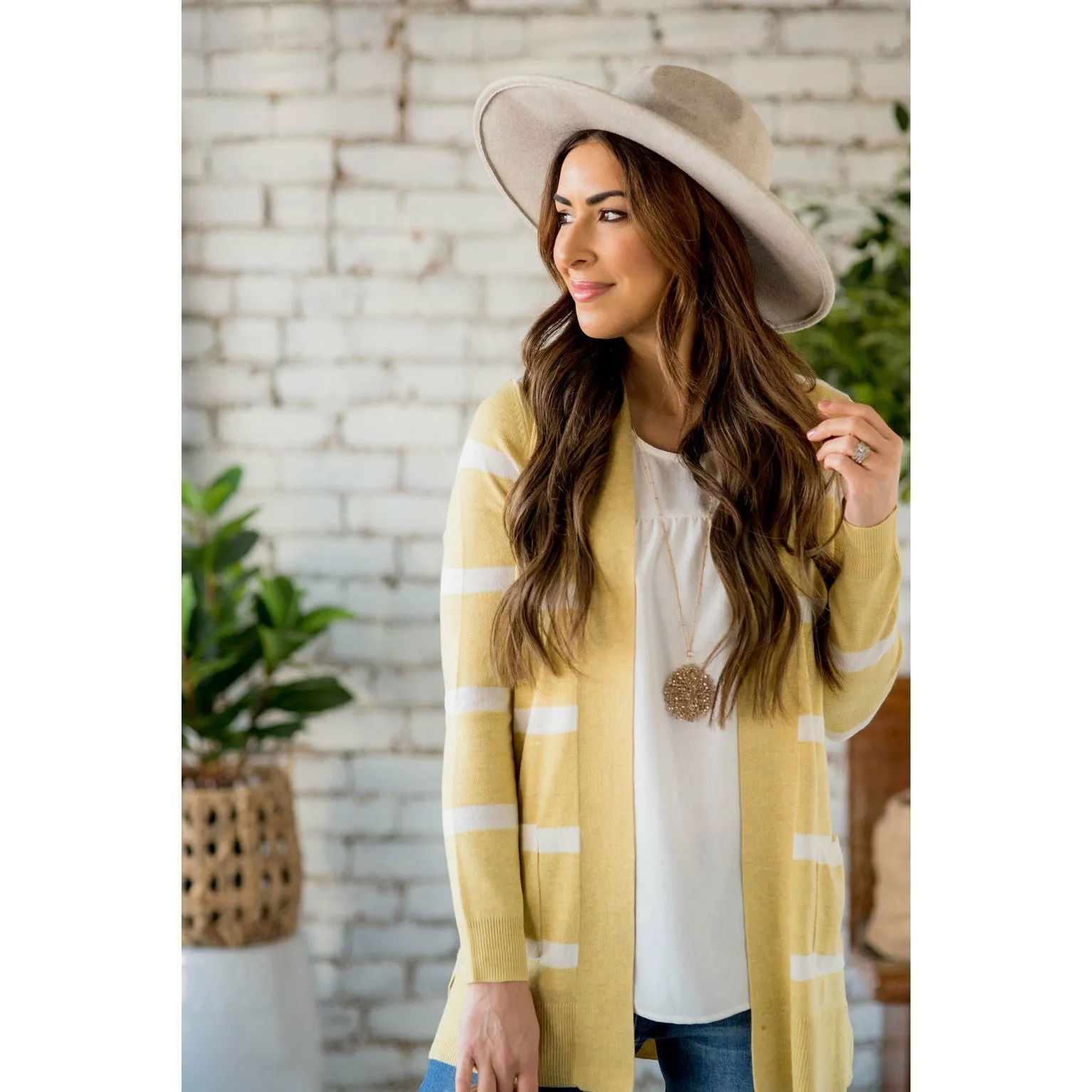 Solid Trim Stripe Cardigan