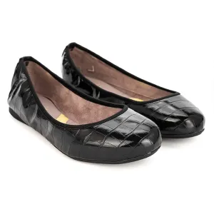 SOPHIA Ballet Flat Shoes - Black Croc