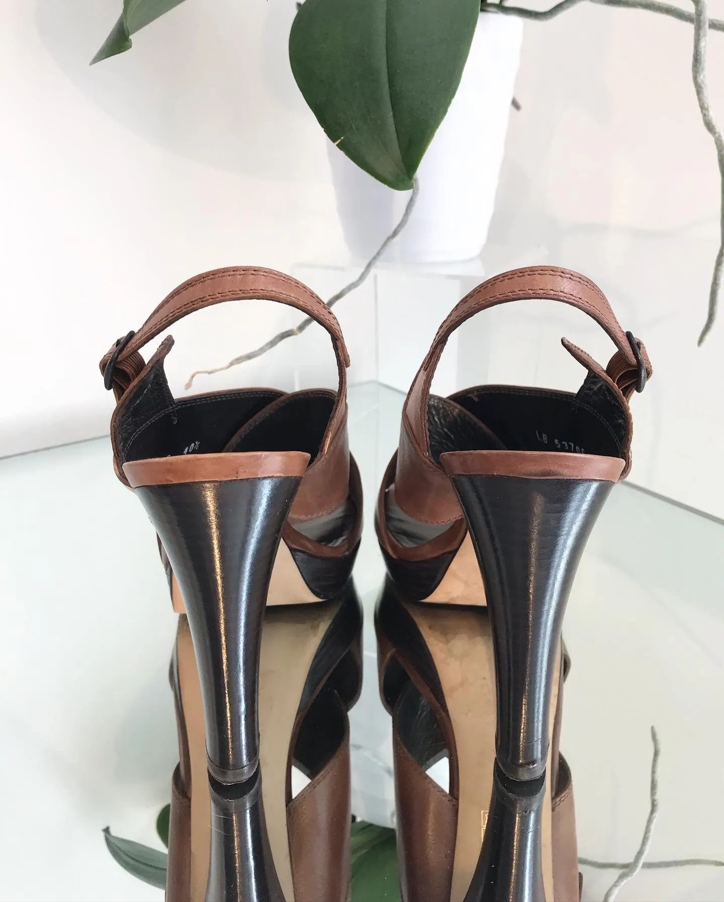 STUART WEITZMAN Leather Crisscross High Heel Sandals