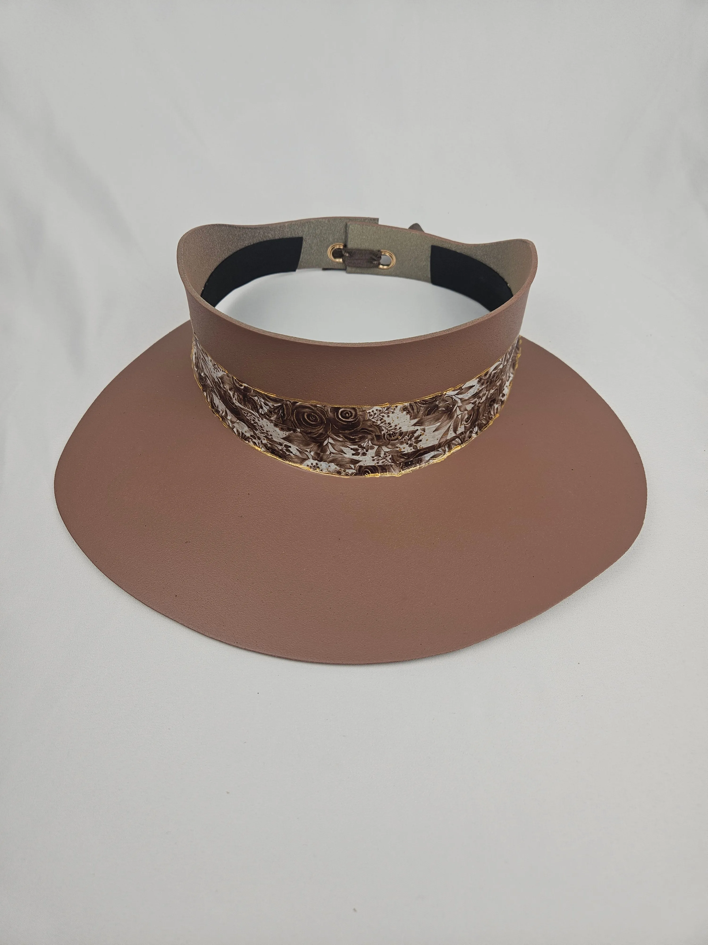 Tall Brown "LadyEVA" Visor Hat with Floral Band