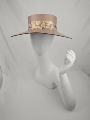 Tall Brown "LadyEVA" Visor Hat with Golden Floral Band