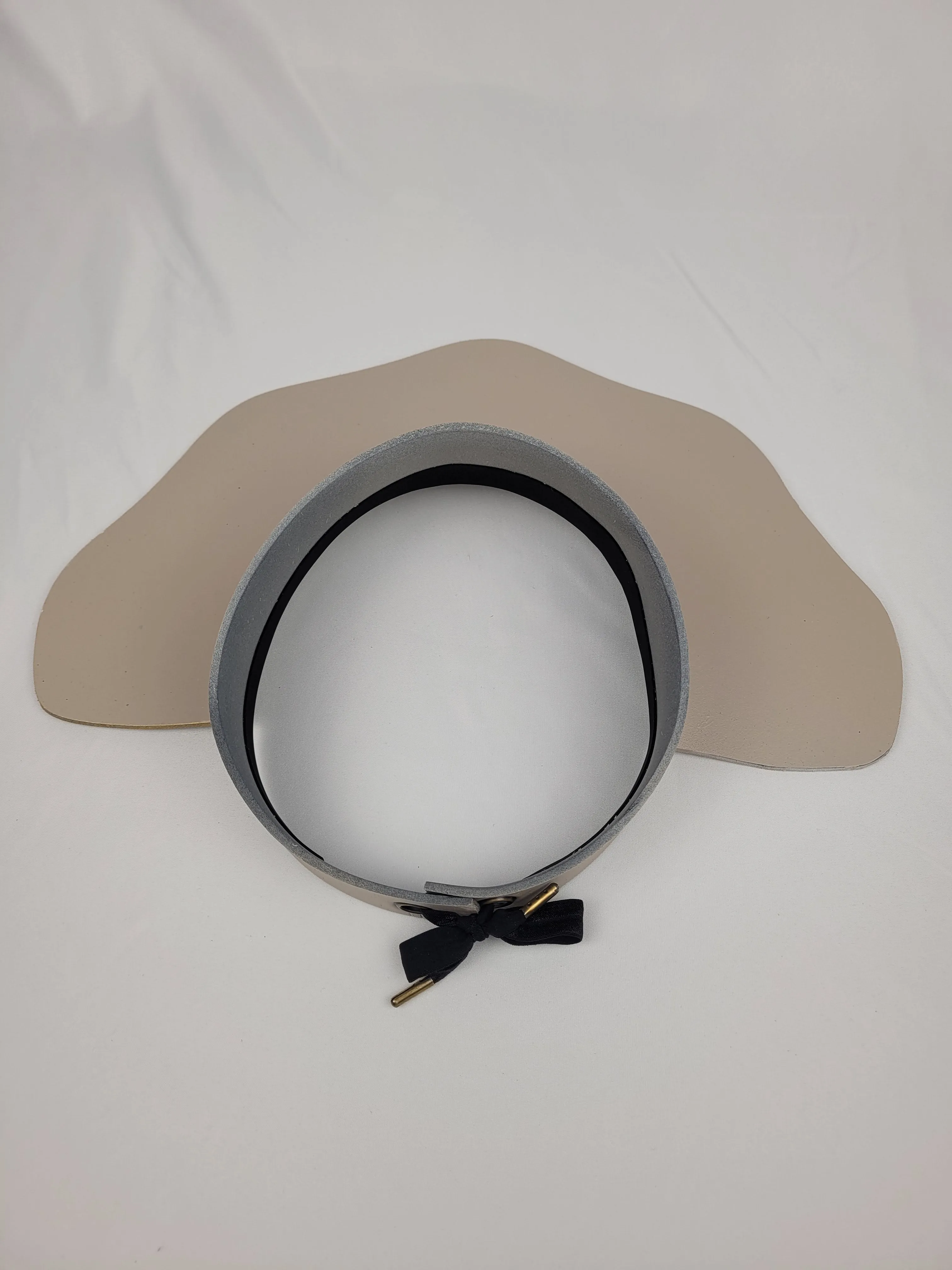 Taupe Lotus Visor Hat with Black and Golden Band