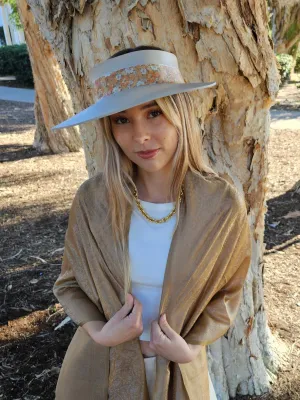 Taupe "LadyEVA" Visor Hat with Orange Floral Band