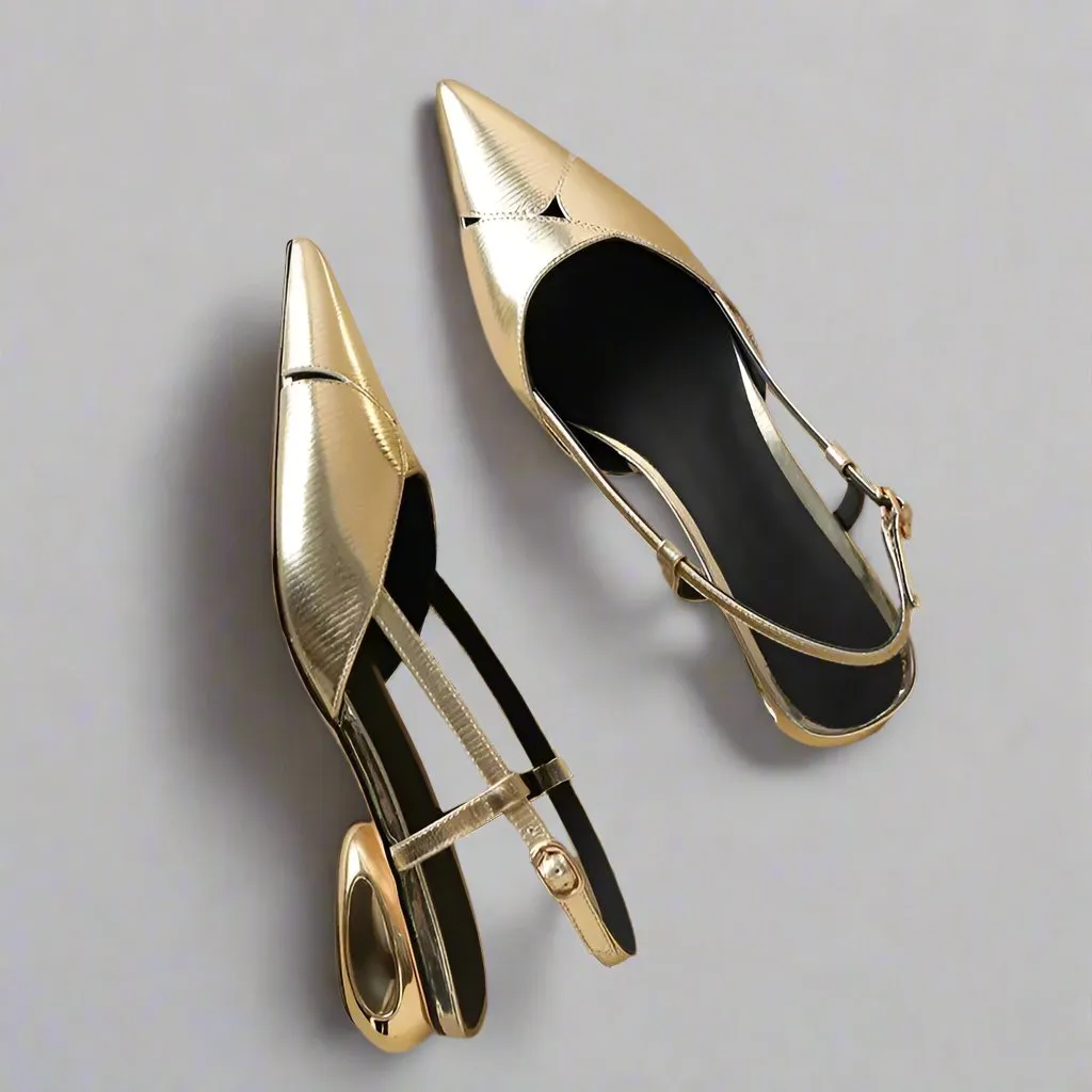 Tehilla Gold Flat Sandals