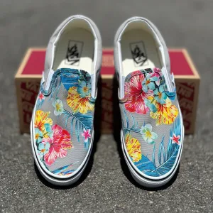 Tropical Hawaiian Flowers - Custom Slip Ons - Custom Vans Shoes