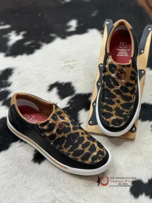 TWISTED X WOMEN SLIP ON KICKS BLACK & CHEETAH CASUAL SHOE