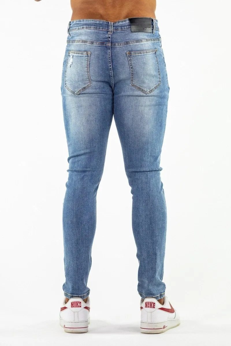 Ultra Stretch Jeans - Skinny Fit - Blue Ripped