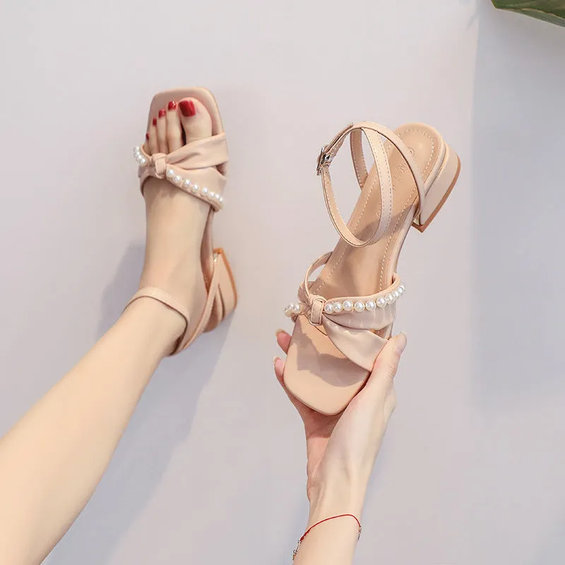 Uniwim Summer beach by the seaside sandals Thick Heels Pearl Platform Sandals