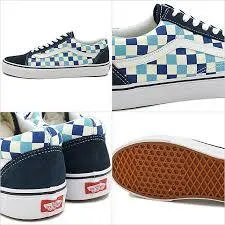 Vans Old Skool Blue & White Checkered Skate Shoes