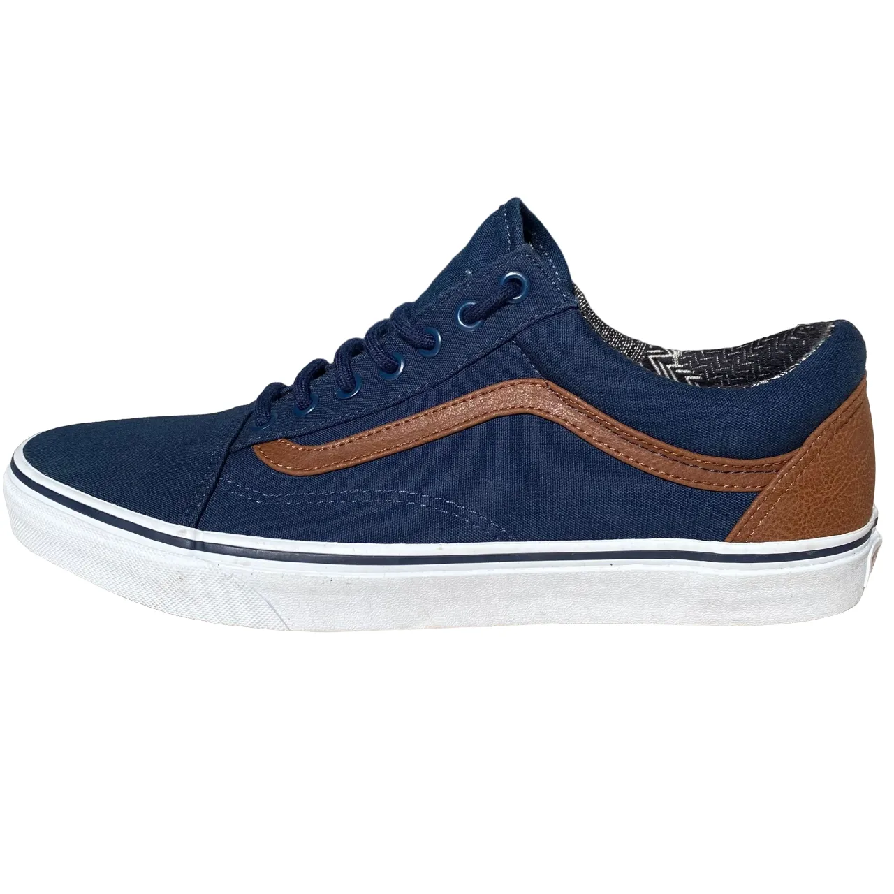 Vans scarpa sneakers da uomo Old Skool VN0A38G1MVE blu-cuoio