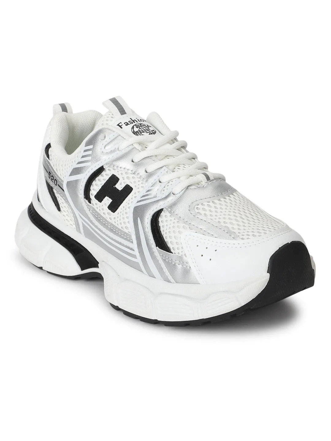 White Mesh Lace-Up Sneakers (TC-RS3618-WHT)