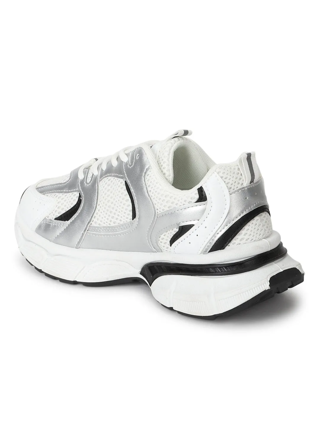 White Mesh Lace-Up Sneakers (TC-RS3618-WHT)