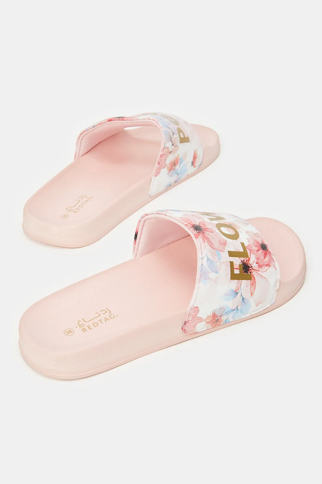 Women Pink Flower Power Slide