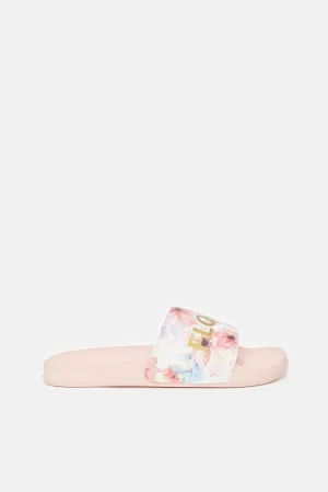 Women Pink Flower Power Slide