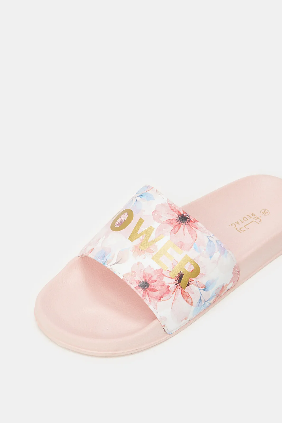 Women Pink Flower Power Slide