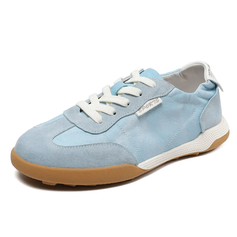 Women Soft Leather Flat Casual Training Sneakers