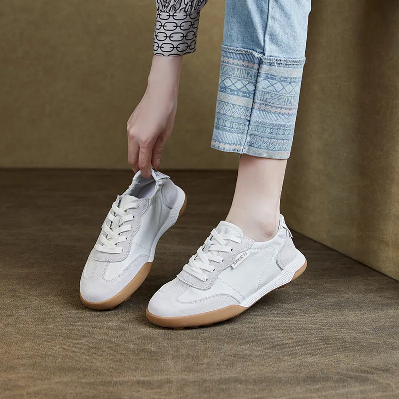 Women Soft Leather Flat Casual Training Sneakers