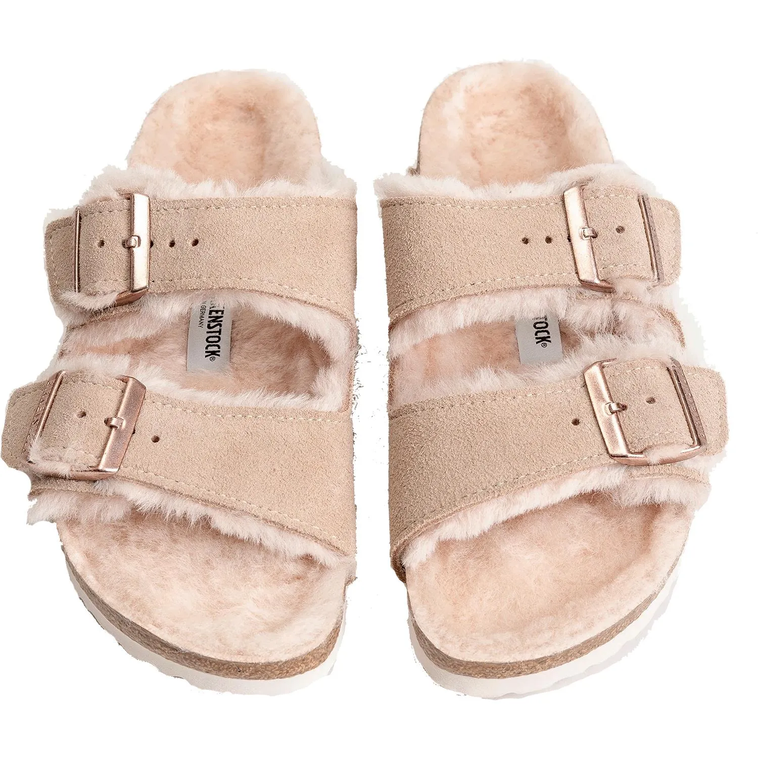 Women's Birkenstock Arizona Shearling Nude/Rose Suede