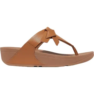 Women's FitFlop LuLu Folded Knot Toe Post Sandal Desert Sand Leather