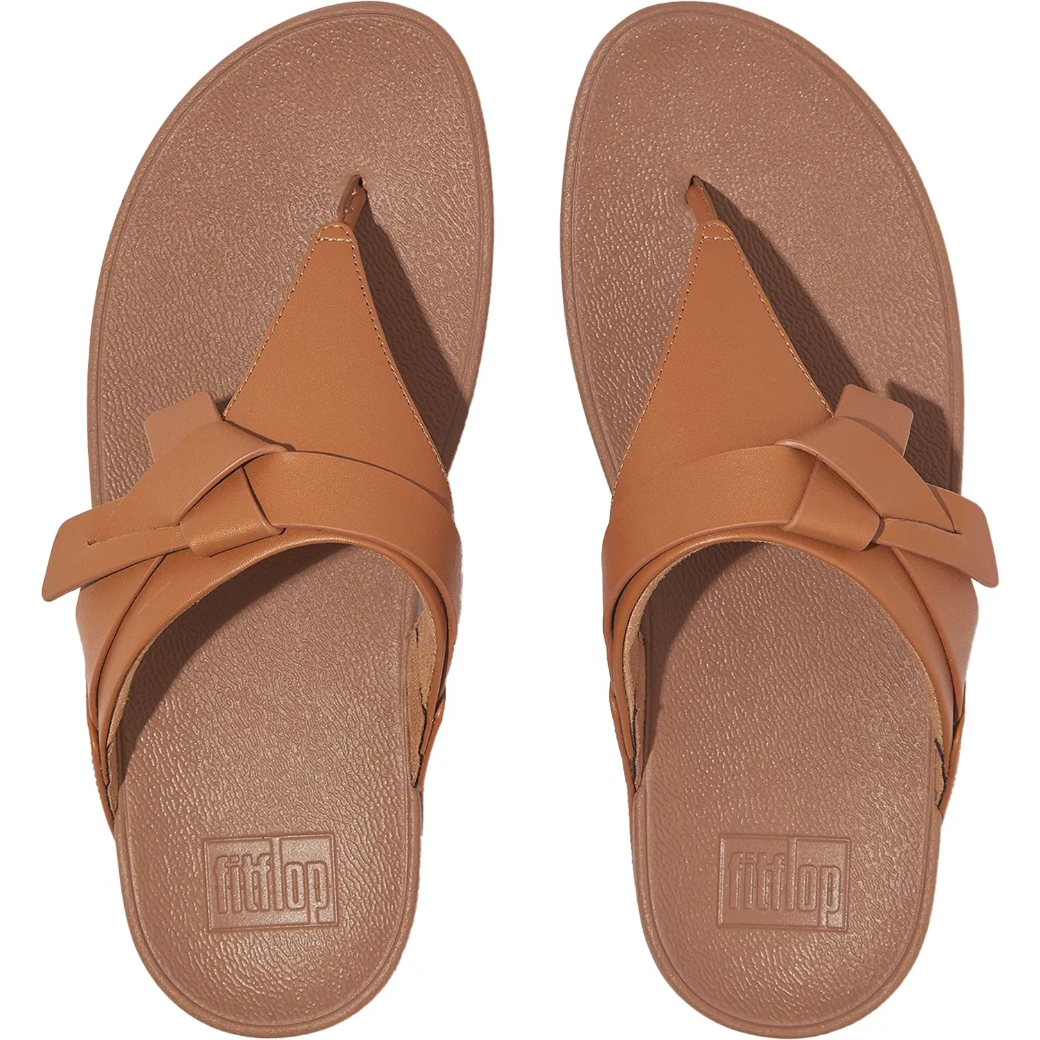 Women's FitFlop LuLu Folded Knot Toe Post Sandal Desert Sand Leather