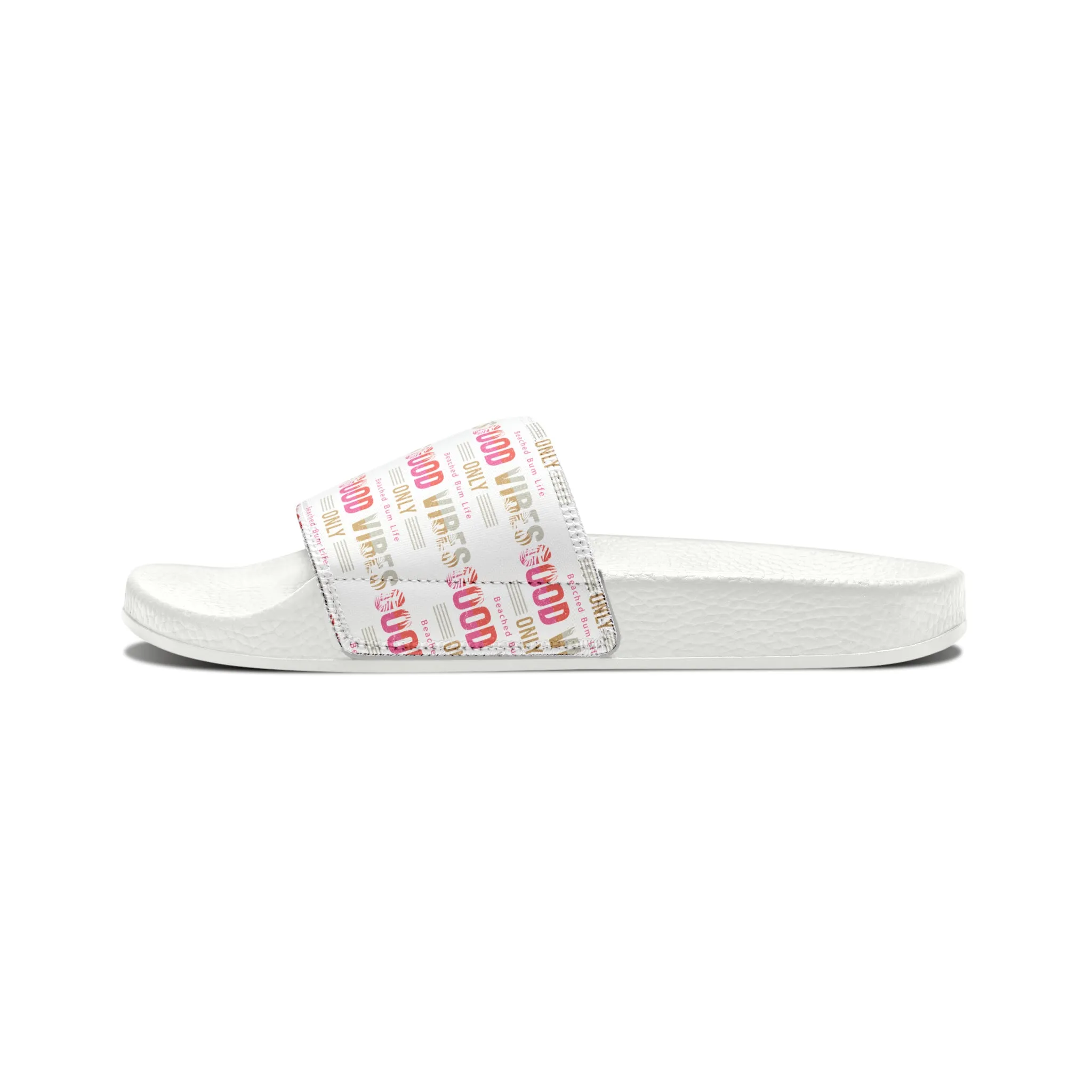 Women's - GOOD VIBES PATTERN - PU Slide Sandals - C