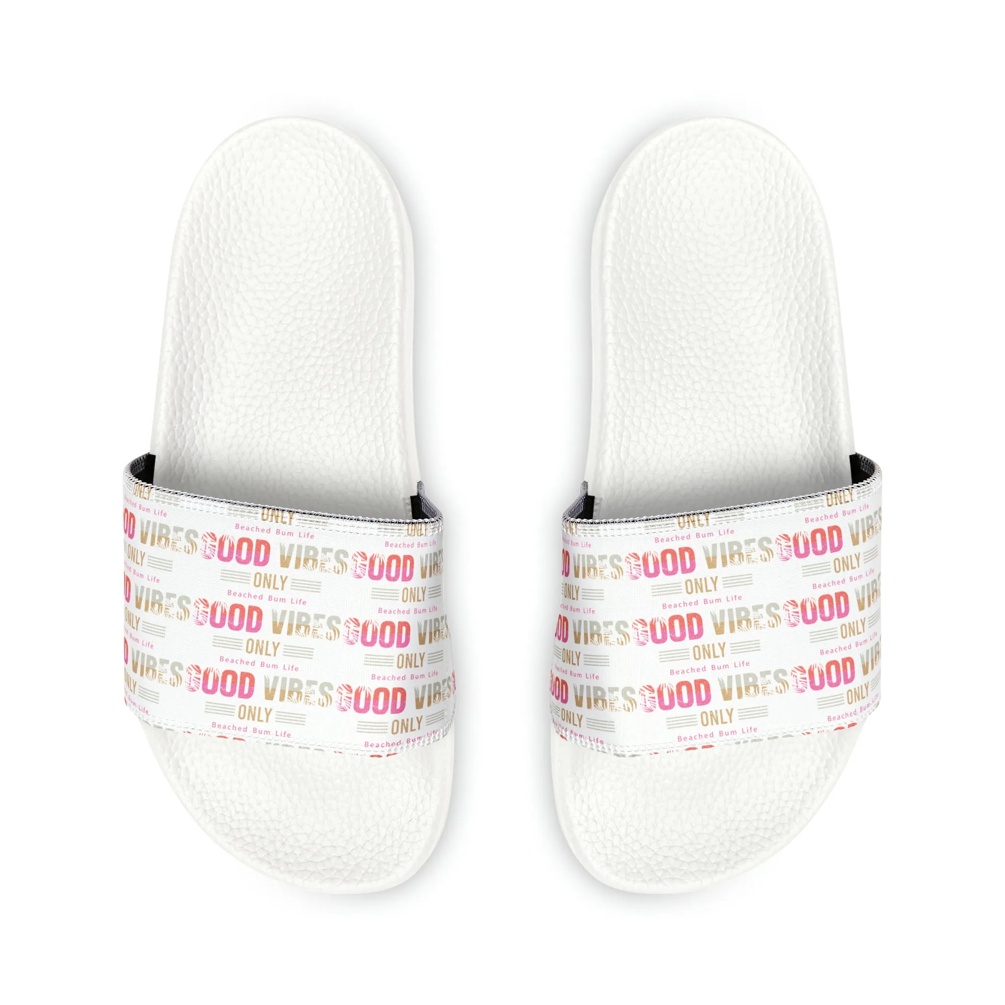 Women's - GOOD VIBES PATTERN - PU Slide Sandals - C