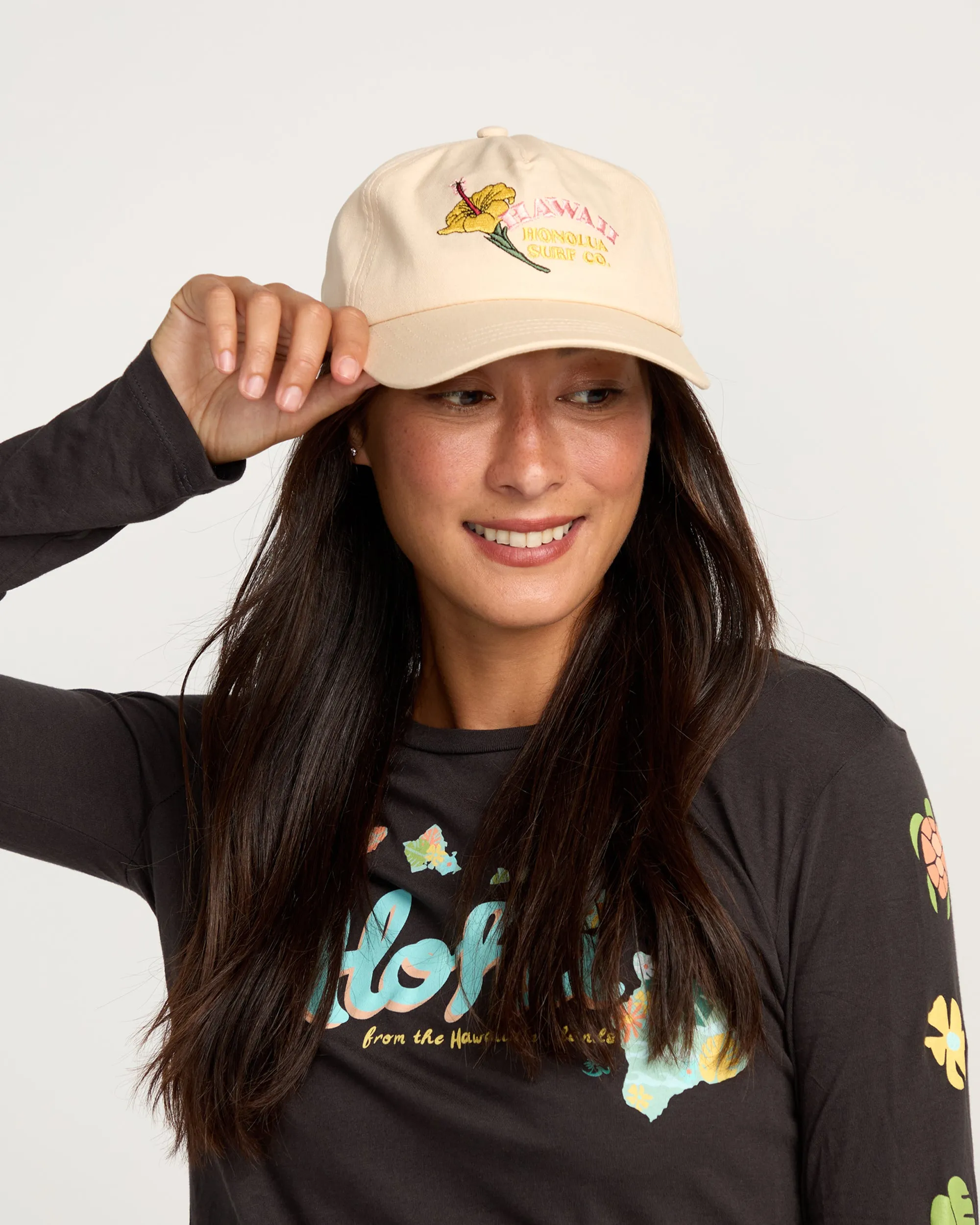 Womens Hibiscus State Cap Hat - Coconut Milk