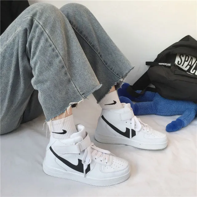 Women's High-Top Sneakers with High Platform - Casual Shoes