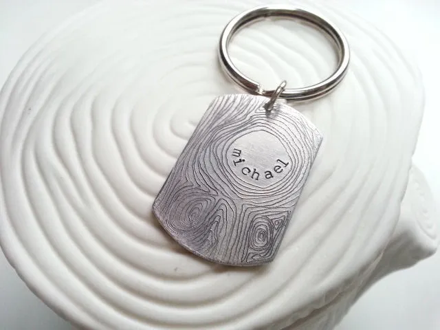 Wood Grain Engraved Dog Tag | Faux Bois Keychain